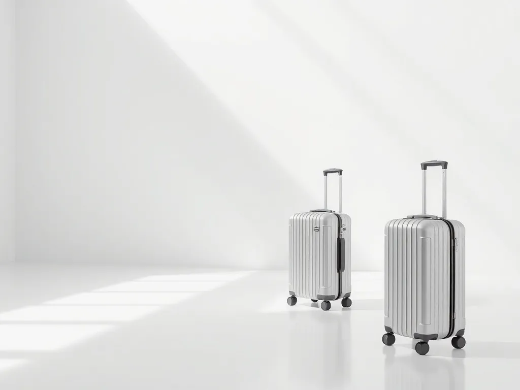A high-end minimalist travel concept, a single silver suitca